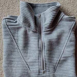 Kirkland Signature Quarter Zip Ribbed Sweatshirt Ladies Large Gray